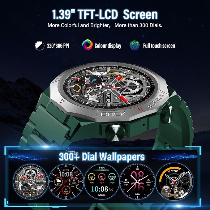 Smart Watch for Men (Answer/Make Calls), Rugged Men's Military Smartwatch, 1.39" HD Fitness Tracker with Heart Rate/Sleep/Step Monitor, 110+ Sport Modes, IP68 Waterproof Activity Tracker Android iOS - Image 3