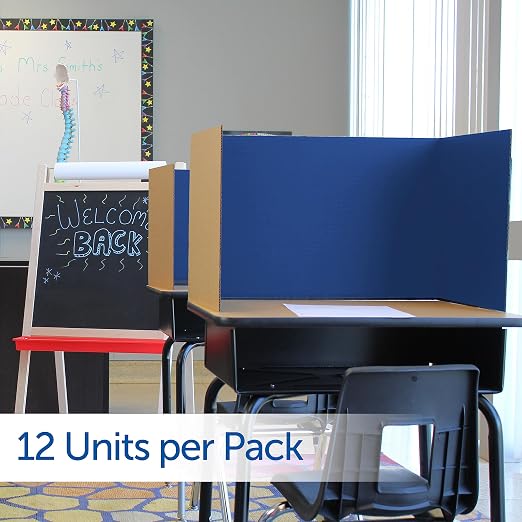 Flipside Products 18”x 48” Blue Study Carrel, Privacy Boards, Student Privacy and Focus Booth for The Classroom, Desk Divider Cubby for Tests, Made in USA - 12 Pack - Image 2