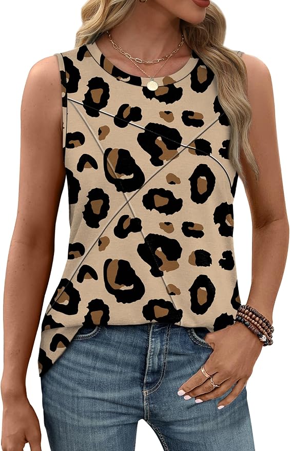 WIHOLL Women's Sleeveless Summer Crewneck Loose Fit Tank Tops - Image 3