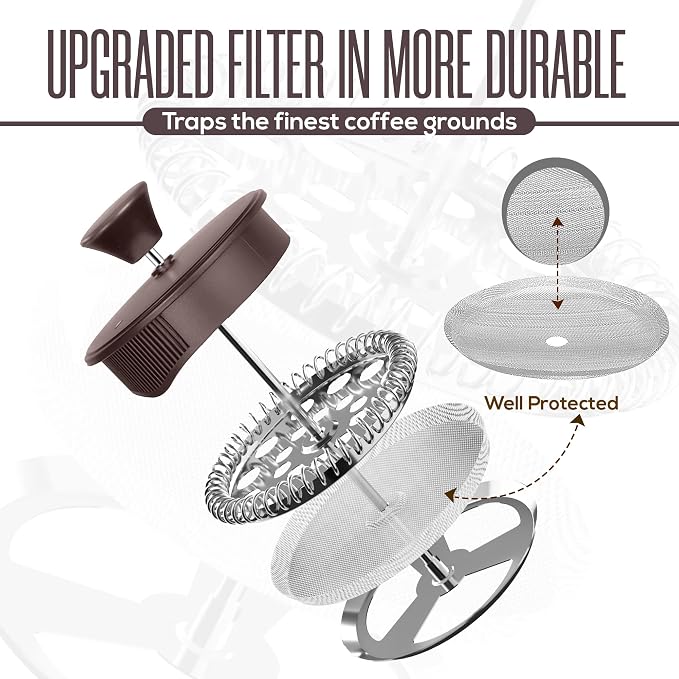 Utopia Kitchen 12 Ounce 0.35 Liter French Press Coffee Maker, Tea Maker, Travel Coffee Presses, Heat Resistant Thickened Borosilicate Coffee Pot for Camping Travel Gifts, Deep Taupe Pack of 1 - Image 3