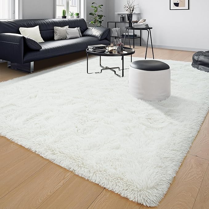Tepook Super Soft Fluffy Rugs for Bedroom, Shag 5x7 Area Rugs for Living Room, Modern Shaggy Rug Fuzzy Carpets for Kids, Plush Indoor Nursery Home Decor Rug with Non-Slip Bottom, Cream White - Image 8