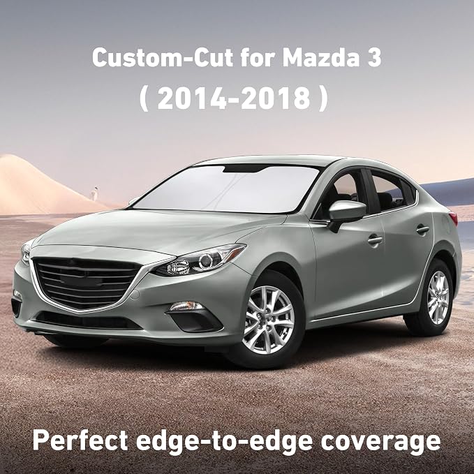 EcoNour Windshield Sunshade Compatible for Mazda 3 2014-2016 2017 2018, Sun Visor for Front Windshield & Window Sun Shade Cover, UV Heat Blocker & Protector, Car Accessories - Image 2
