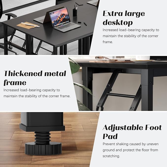 Need Office Computer Desk 35.8 Inch Sturdy Folding Laptop Table White | White Frame Writing Gaming Work Table/Foldable Home Office Desk/Sewing Table, No Assembly Required - Image 4