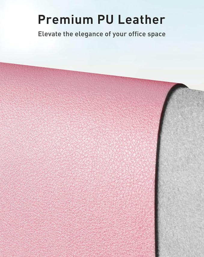 Aothia Faux Leather Desk Mat - Large Mouse Pad, Non-Slip PU Leather Blotter, Waterproof Writing Surface for Office and Home (Fairy Pink, 63" x 24") - Image 2
