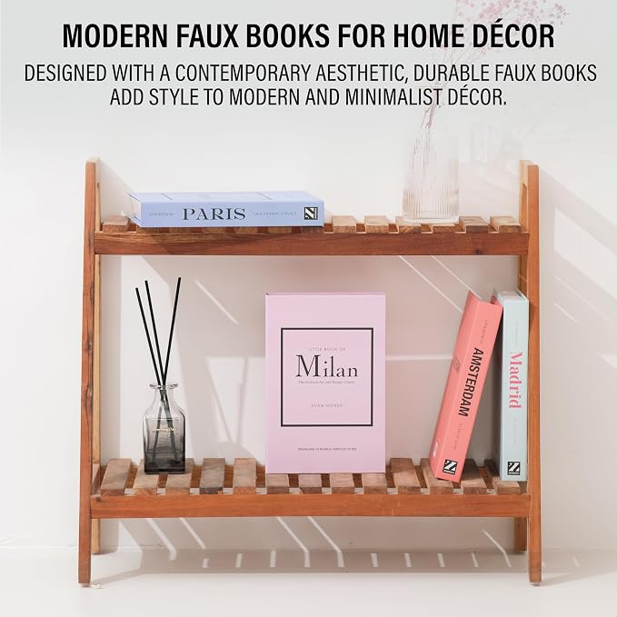 PROBENEX 4 Pcs Decorative Books | Faux Pastel Coffee Table & Shelf Decor | Soft Muted Look for Living Room, Office and Entryway - Not Real, Tool-Free 2-Min Setup - Image 8