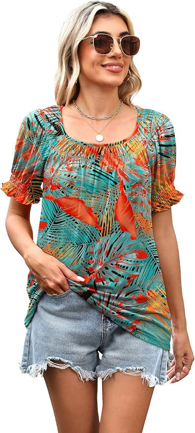 WIHOLL Womens Short Sleeve Square Neck Summer Tops Dressy Casual Blouses Trendy Clothes 2026 - Image 5