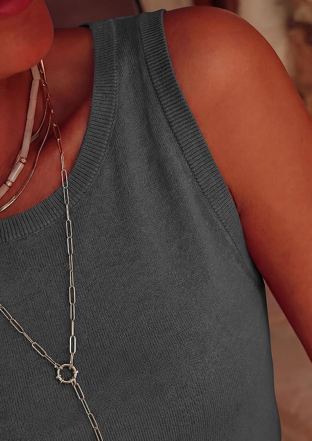 PRETTYGARDEN Sleeveless Sweater Tops for Women 2026 Summer Dressy Ribbed Tank Tops Spring Business Casual Work Shirts Blouses - Image 5