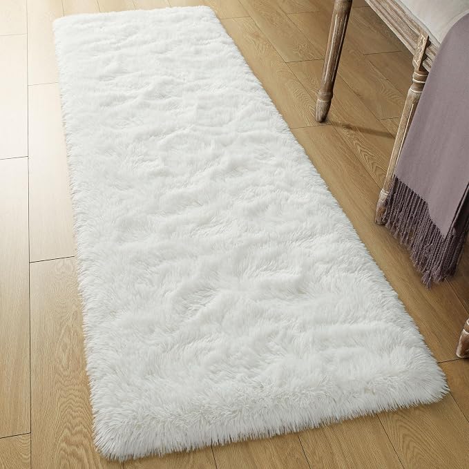 Tepook Soft Runner Rugs for Bedroom 2x6 ft with Rubber Backing, Cream Fluffy Rugs for Living Room, Shag Bedside Rug Fuzzy Plush Carpet for Room, Area Rug for Dorm Nursery Hallway Indoor Home Decor - Image 3