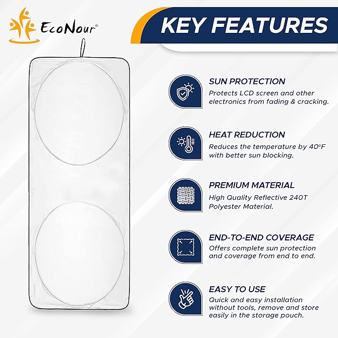 EcoNour Jeep Windshield Sunshade | Sun Visor for UV Rays & Heat Protection | Suitable for Wrangler, Gladiator | Jeep Accessories for Wrangler | X-Small - 60x21 Inches - Image 8