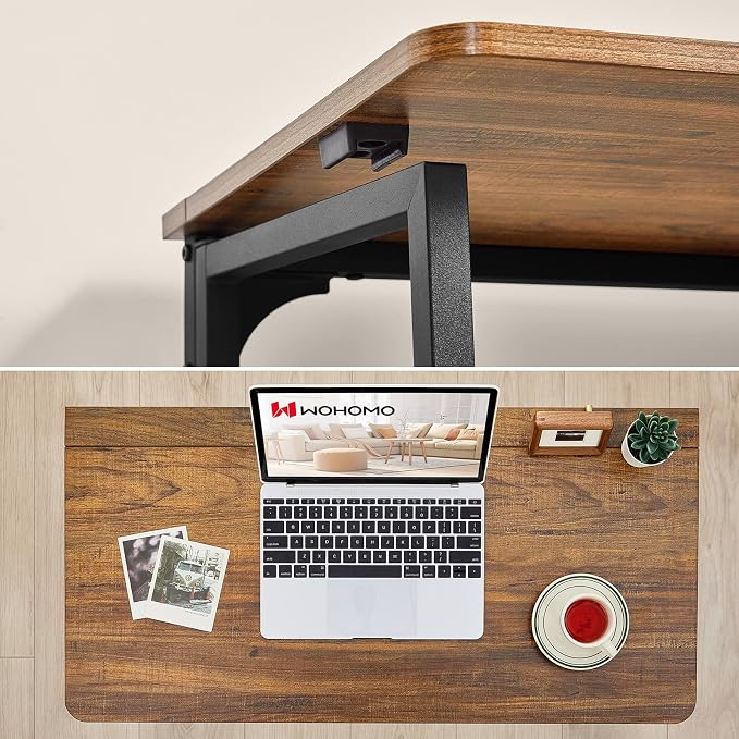WOHOMO Folding Desk, 31.5" Foldable Computer Table for Small Spaces, Walnut | Easy Assembly and Fold, Sturdy Home office desks for Study Bedroom Dorm Space Saving Writing Work Apartment - Image 8