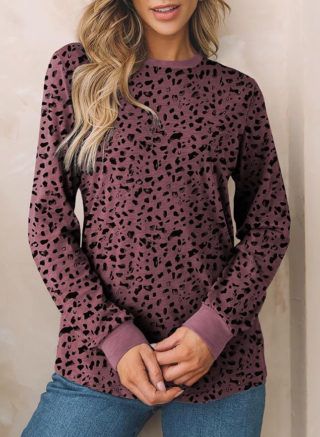 EVALESS Womens Crewneck Long Sleeve Tops Casual Polka Dots Tops Fall 2026 Tshirts Shirts - Image 2