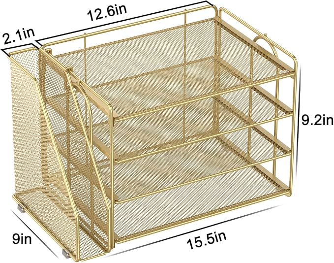 Spacrea Desk Organizers and Accessories, Paper Organizer for Desk with File organizer, Desk Accessories & Workspace Organizers for Office Supplies (Gold) - Image 5