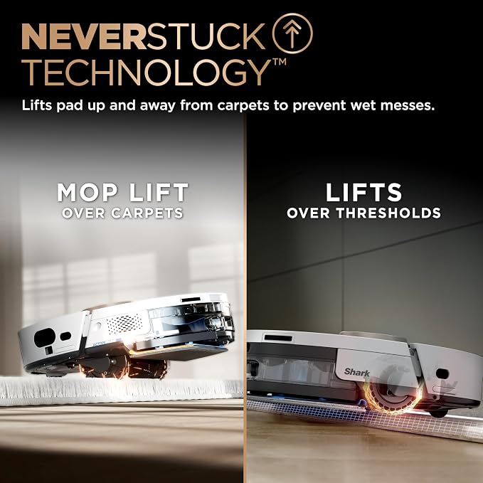 Shark PowerDetect NeverTouch Pro Robot Vacuum & Mop, White, AV2810ZEWH | 5 PowerDetect Technologies, NeverStuck, NeverTouch Pro Base (Self-Empty, Self-Refill, Pad Wash/Dry), 360° LiDAR + 3D Sensor - Image 3