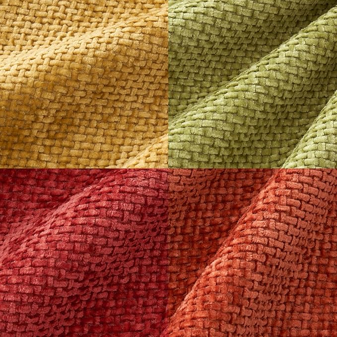 MIULEE Pack of 4 Burnt Orange Couch Throw Pillow Covers 20x20 Inch Yellow Green Soft Decorative Chenille Pillows Farmhouse Accent Cushions for Boho Fall Home Decor Sofa Bedroom Living Room - Image 2