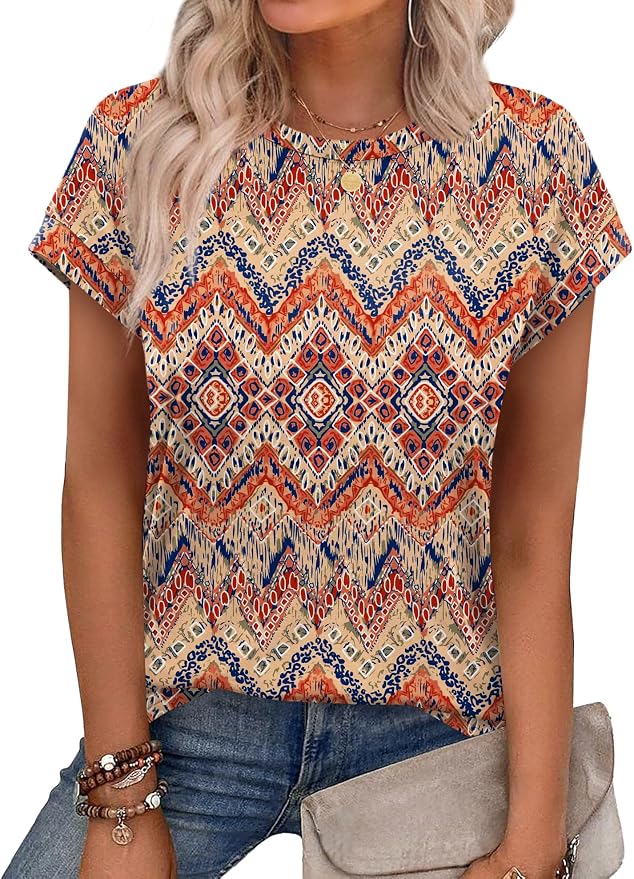 Alaroo Womens Summer Tops Short Sleeve Shirts Crew Neck Tshirt Cute Trendy Tunic Blouses (S-3XL) by Alaroo