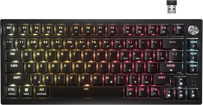 Corsair K65 Plus Wireless 75% RGB Hot-Swappable Mechanical Gaming Keyboard – Pre-Lubricated MLX Fusion Tactile Switches – Dual-Layer Sound Dampening – PBT Keycaps – QWERTY NA – Black by Unknown