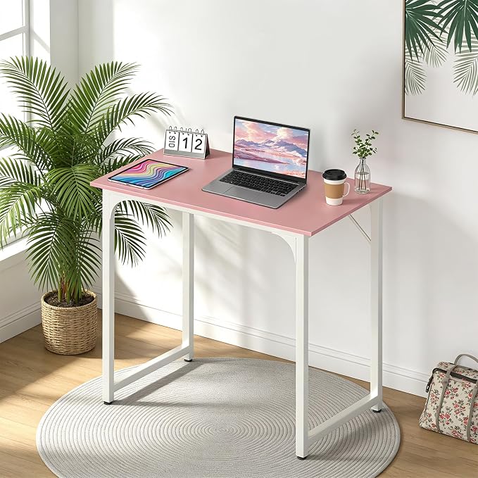 BestOffice Computer Desk,Home Office Desk, Modern Simple Style for Home Office Study Writing (Pink, 32 Inch) - Image 2