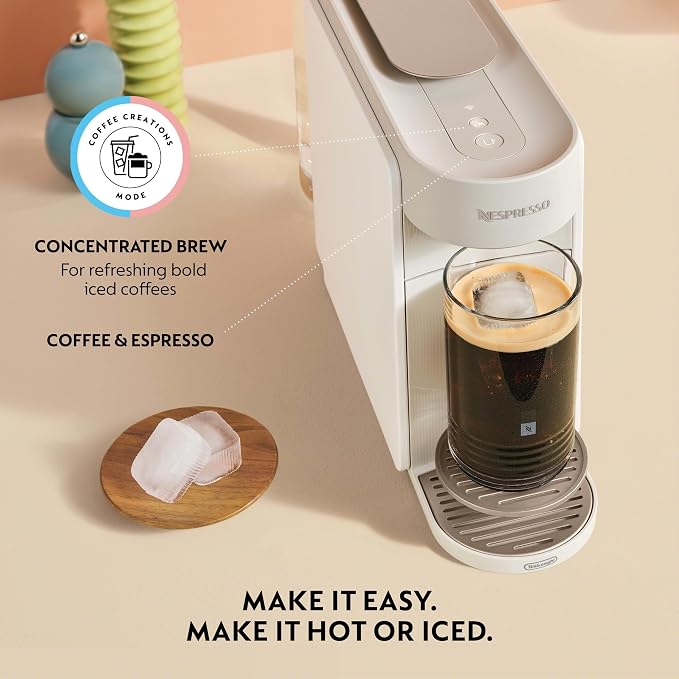Nespresso Vertuo Up Coffee & Espresso Maker by De'Longhi, White | Pearl white coffee machine with 3 second start, 47 oz. multi-position water tank, iced coffee mode and app customization. - Image 5