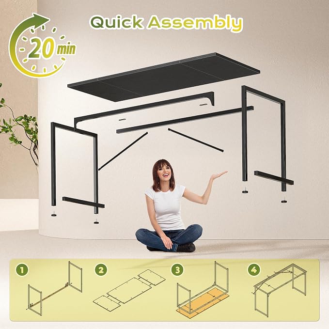 PRAISUN 40 Inch Computer Desk, Home Office Desk with Spacious Desktop, Black - Image 9