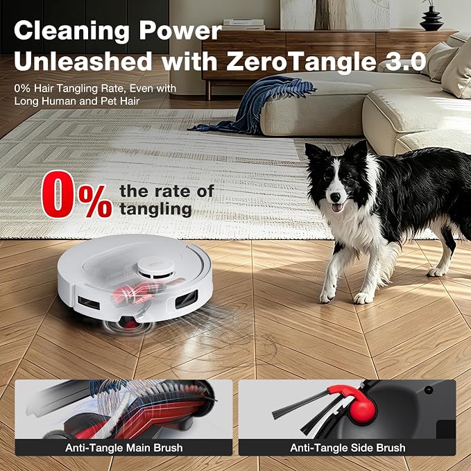 YEEDI M12 PRO Gen2 Robot Vacuum & Mop, 25000Pa Powerful Suction, LDS Laser Navigation, Auto Dust Collection & Mop Cleaning, 113°F Hot Air Dry OMNI Station, ZeroTangle 2.0 Technology, 3L Large Dust Bag - Image 5