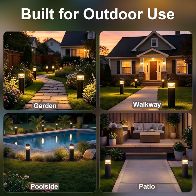 Low Voltage Landscape Lighting, 2W 200LM 12V LED Bollard Lights Outdoor Waterproof with Connectors, Aluminum Housing Driveway Pathway Walkway lights 3000K Warm White, ETL UL CSA Listed, 2 Pack - Image 4