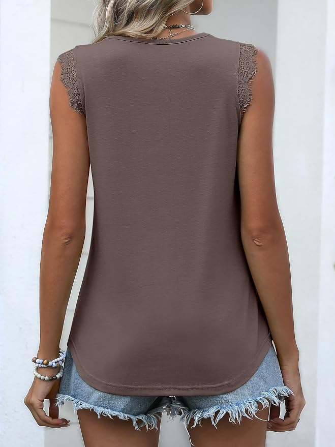 ANRABESS Womens Lace Trim Tank Tops V Neck Sleeveless Shirts 2026 Summer Casual Trendy Dressy Cami Top - Image 5