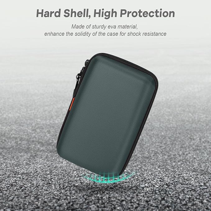 Shockproof Hard Shell Case - Large Electronic Organizer Carrying Case for External Hard Drive, Power Bank, Charger, Battery, GPS, Cell Phone - Portable Storage Pouch Bag Travel Case - Grey Blue - Image 6