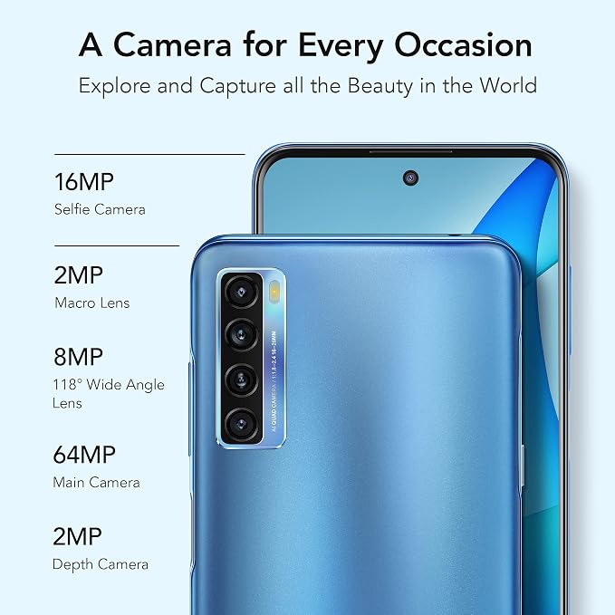 TCL 20S Unlocked Android Smartphone with 6.67” Dotch FHD+ Display, 64MP Quad Rear Camera System, 128GB+4GB RAM, 5000mAh Battery with Fast Charging, North Star Blue - Image 5