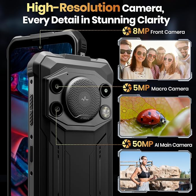 FOSSIBOT F110Pro 5G -10000mAh Rugged Phone Android 15, MTK Dimensity 6300+ Smartphone 128dB Louder Speaker, 20GB+128GB -2TB Cell Phone, 6.745" FHD Display, 50MP Ai Camera, 5G Dual SIM - Image 5