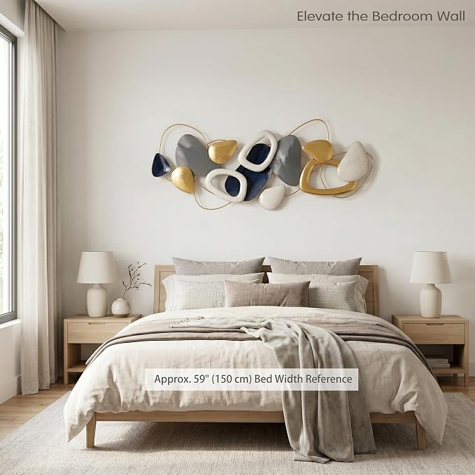 Axioglo 59" Large Wall Decor,3D Abstract Metal Wall Art for Living Room | 59" x 25" metal wall decor with layered metal texture, mounting hardware, two-way display - Image 7