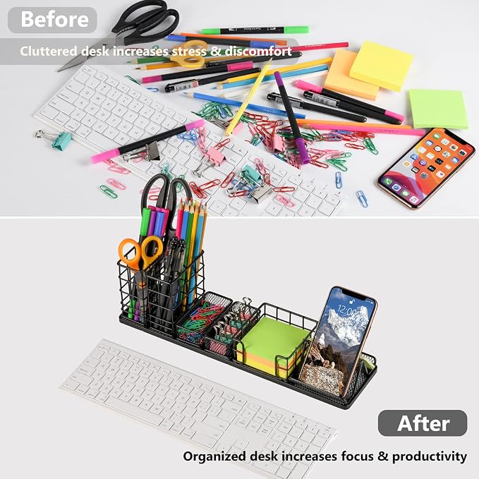 Topwey Pen Holder for Desk, Rotating Pencil Holder, Cup Holder for Desk Office, Pen Organizer in Black (Jet Black) - Image 2