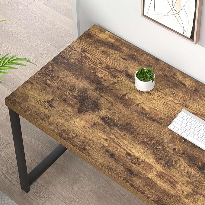 EXCEFUR Modern Computer Desk, Home Office Desk with Storage Shelf, Wood Study Writing Table Workstation for Bedroom Living Room, Rustic Brown, 53 Inch - Image 4