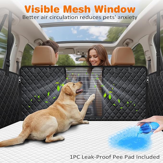 URPOWER Dog Car Seat Cover for Pets 100% Waterproof Seat Cover Hammock 600D Heavy Duty Scratch Proof Nonslip Durable Soft Back Seat Covers for Cars Trucks and SUVs - Image 2