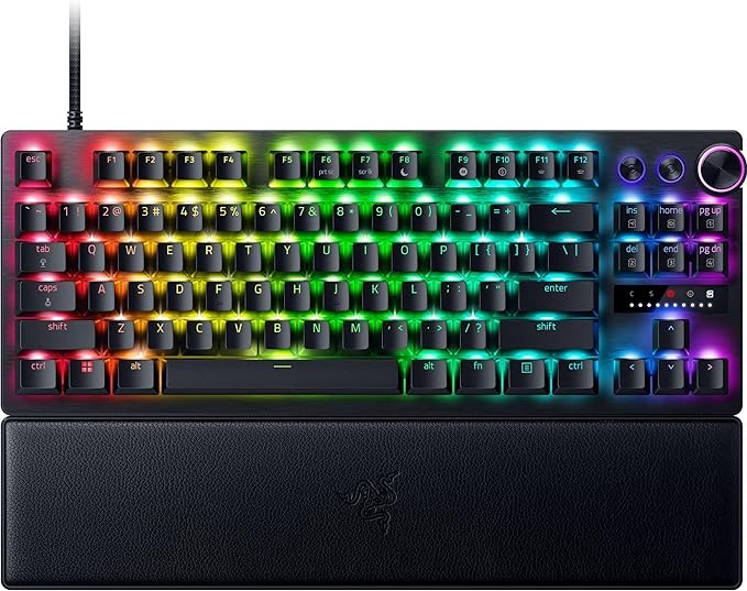 Razer Huntsman V3 Pro TKL Esports Gaming Keyboard, Black | Analog Optical Switches, Snap Tap, Rapid Trigger, Adjustable Actuation, Media Keys & Dial, Doubleshot PBT Keycaps, Wrist Rest by Unknown