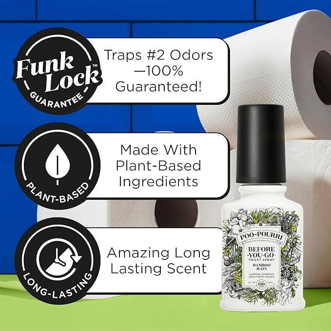 Poo-Pourri Before-You-Go Toilet Spray, Bamboo Rain, 2 Fl Oz, Up to 100 Uses, Bathroom Odor Deodorizer with Essential Oils for Home or Work, Travel Essentials, TSA Approved Size, Bamboo & Fresh Grass - Image 2