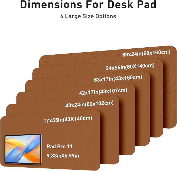Aothia Faux Leather Desk Mat - Large Mouse Pad, Non-Slip PU Leather Blotter, Waterproof Writing Surface for Office and Home (Brown, 63" x 17") - Image 5