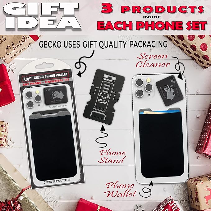 Phone Wallet - Adhesive Card Holder - Cell Phone Pouch - Stick on Lycra Pocket by Gecko - Carry Credit Cards and Cash - Image 8