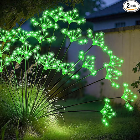 JJGoo Solar Garden Lights, New Upgraded 2 Pack Solar Swaying Starburst Light, Waterproof Fireworks Outdoor Lights, Yard Patio Pathway Decoration, Green by JJGoo