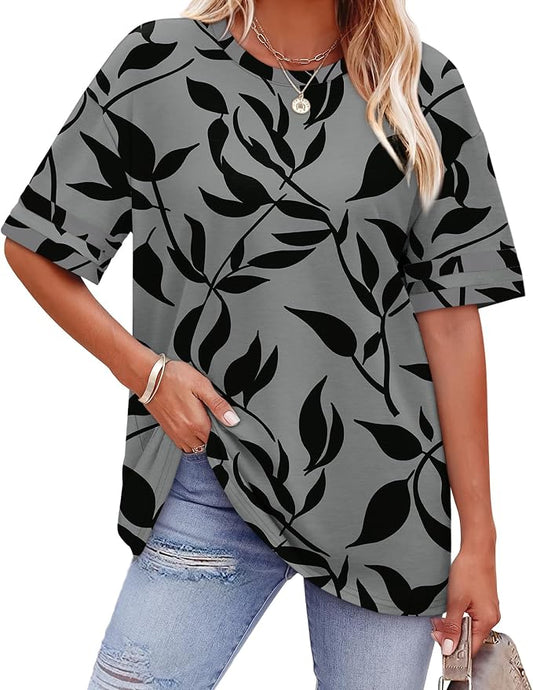 WIHOLL Womens T Shirts Loose Fit Short Sleeve Tees Crew Neck Color Block Summer Tops 2026 Fashion by WIHOLL