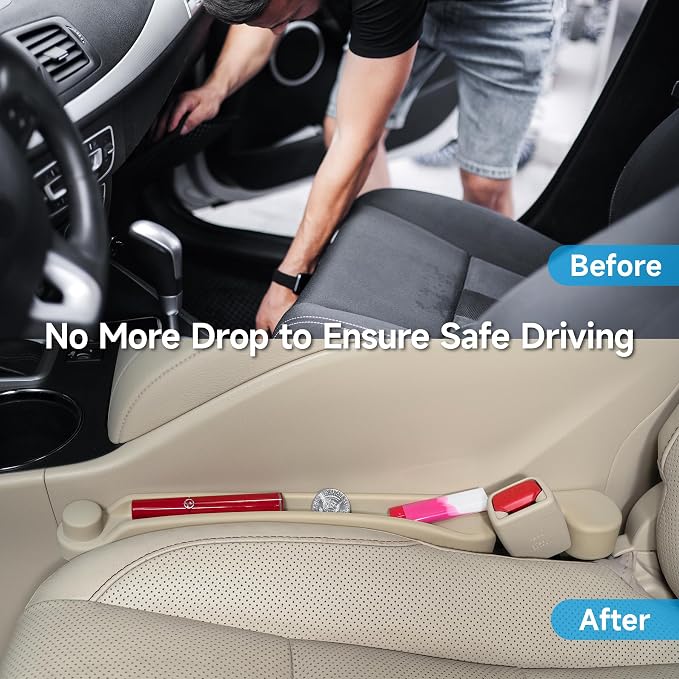 Givifive Car Seat Gap Filler Set of 2, Soft Foam Multifunctional Seat Side Gap Filler with Organizer & Hook Function, 3in1 Gap Stopper Universal Fit Car SUV Truck Fill The Gap Between Seat & Console - Image 2