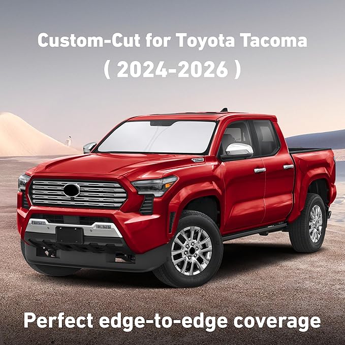 EcoNour Windshield Sunshade Compatible for Toyota Tacoma 2024 2025 2026, Sun Visor for Front Windshield & Window Sun Shade Cover, UV Heat Blocker & Protector, Car Accessories - Image 2