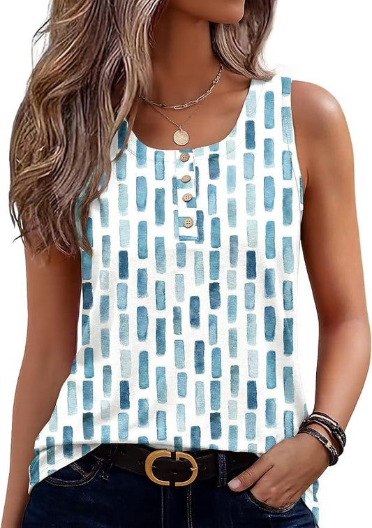 Zeagoo Womens Tank Tops Summer Sleeveless Tops Loose Button Henley Shirts Crew Neck Dress Casual 2026 Clothes by Zeagoo