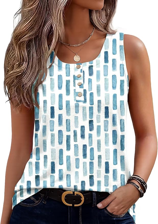 Zeagoo Womens Tank Tops Summer Sleeveless Tops Loose Button Henley Shirts Crew Neck Dress Casual 2026 Clothes by Zeagoo