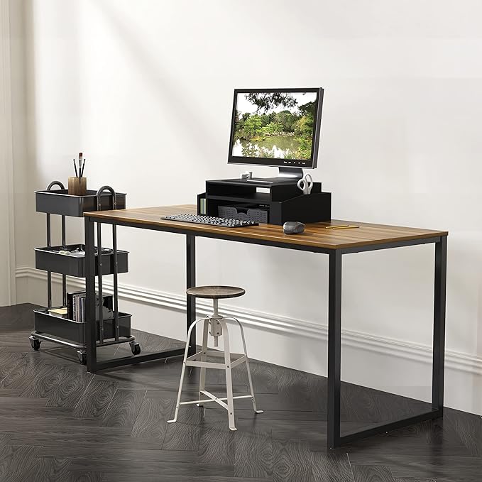 SHW Mission 48-Inch Home Office Computer Desk, Walnut - Image 2