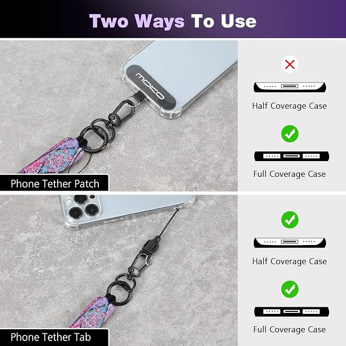 MoKo Boho Universal Phone Lanyard, Nylon Adjustable Cell Phone Crossbody Strap Detachable Women & Men Cellphone Lanyards Around the Neck with Patches for iPhone, Most Smartphones, Boho Colorful - Image 4