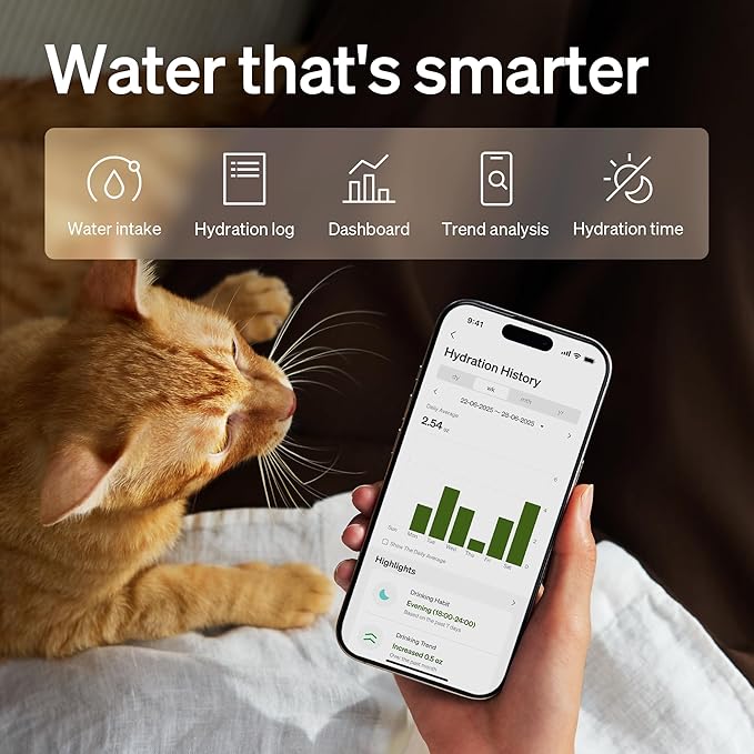 PETLIBRO Upgrade Cat Water Fountain Stainless Steel Tray, Dockstream 2 Cat Fountain Indoor, 3L/101oz Auto Cat Fountains for Drinking, App Monitoring Pet Water Fountain Dog, 5G WiFi Cat Water Dispenser - Image 2