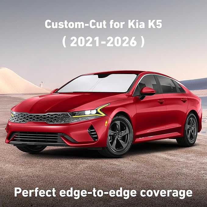 EcoNour Windshield Sunshade Compatible for Kia K5 2021-2024 2025 2026, Sun Visor for Front Windshield & Window Sun Shade Cover, UV Heat Blocker & Protector, Car Accessories - Image 2