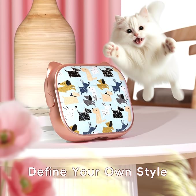 for AirPods Pro 2 Case with Cleaning Kit, Cute Cat Ear Print Design & Cute Buckle for Girls, Phone Holder & Top Safe Lock Buckle Design for AirPods Pro 2nd/1st Gen case, Rose Gold Animal - Image 2
