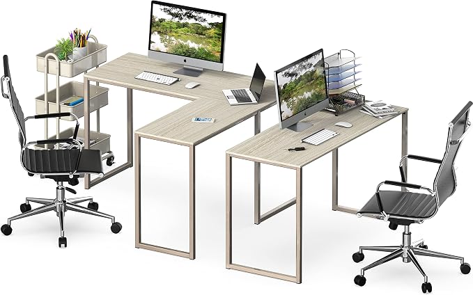 SHW Mission 48 x 48 L-Shape Home Office Computer Desk, Maple | Reversible Desktop Design - Image 6