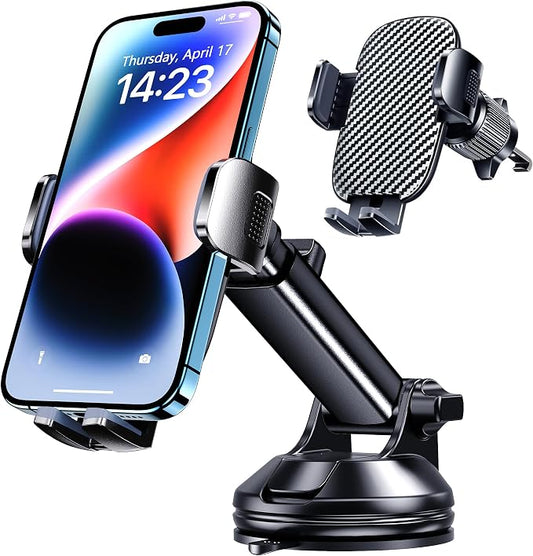 Qifutan Phone Holders for Your Car Cell Phone Mount for Car Mount Windshield Dashboard Air Vent Universal Hands Free Automobile Cell Phone Holder Fit for iPhone Smartphone Camera Mounts by Qifutan